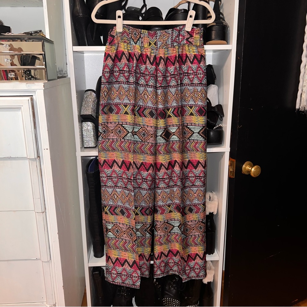Colorful Loose Fit Printed Pants - Large